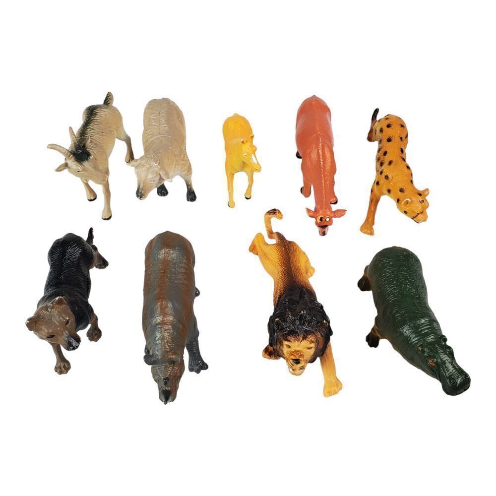 Lot of 9 Plastic Animals Wildlife Zoo Safari Assorted Sizes Toys Pretend Play